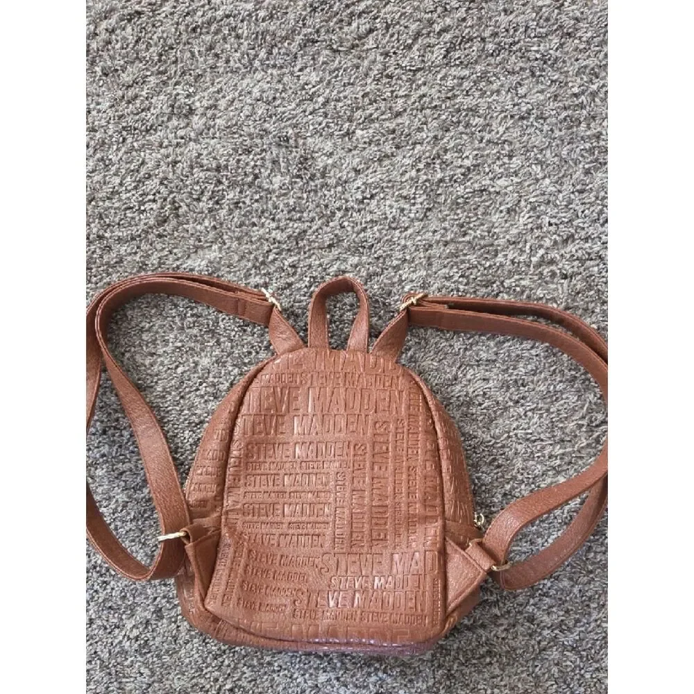 Steve Madden Brown Mini Backpack with Embossed Logo